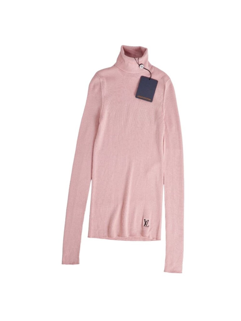 Louis Vuitton Knit Sweater Turtleneck Long Sleeve Top Wool Silk Pink